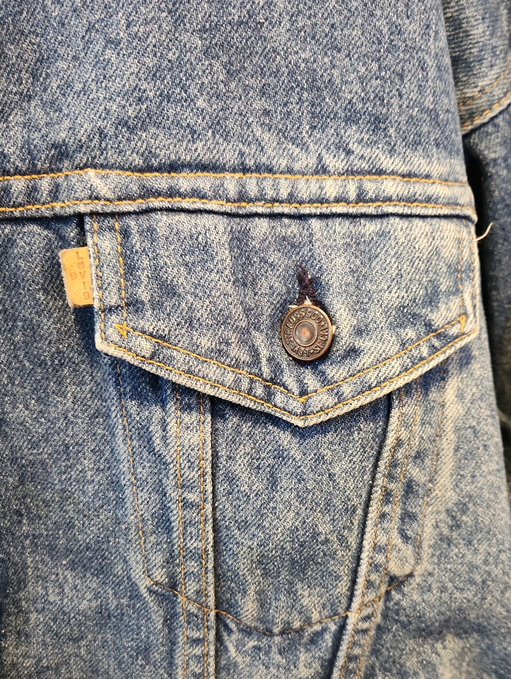 Levi's Blue Denim Vintage Trucker Jacket 80's Tall XXL 6 Pockets - Picture 2 of 14
